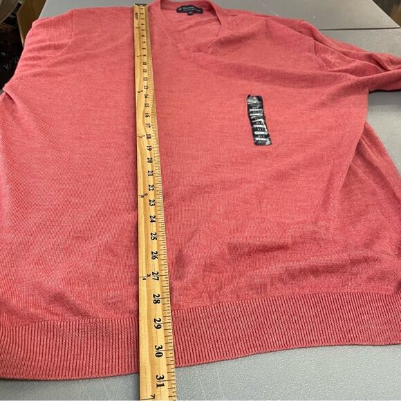 Hart Schaffner Marx Extra Fine Merino Wool pink knit sweater V-neck size XLT - Picture 9 of 10